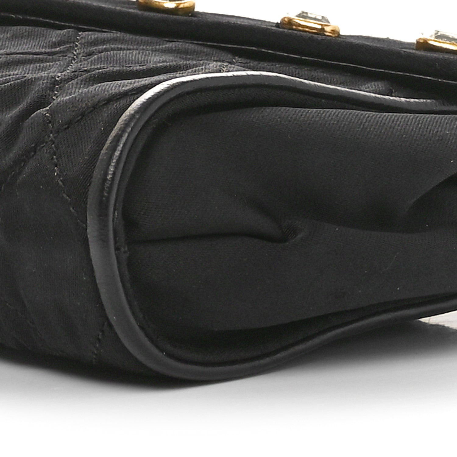 Fabric Quilted Crystal Envelope Small Flap Black