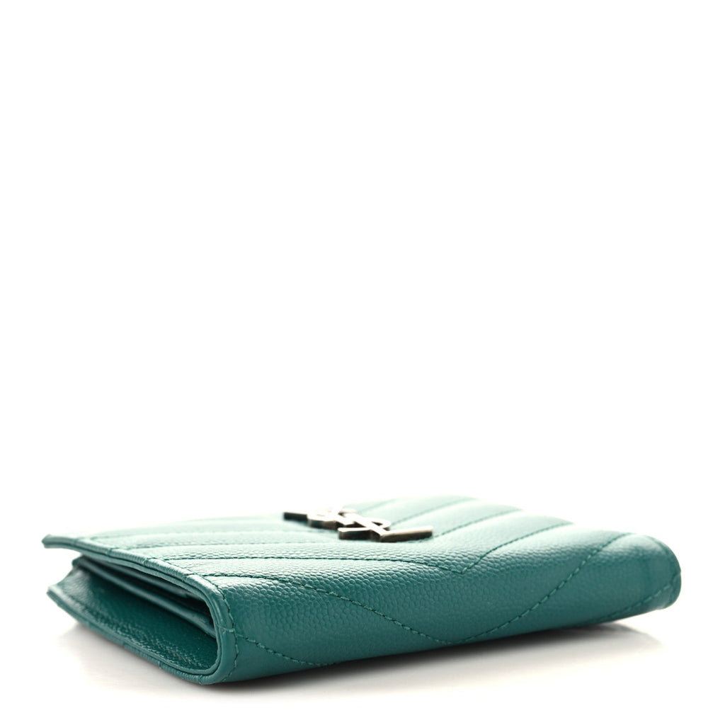 Grain De Poudre Matelasse Chevron Monogram Zipped  Case Malachite Green