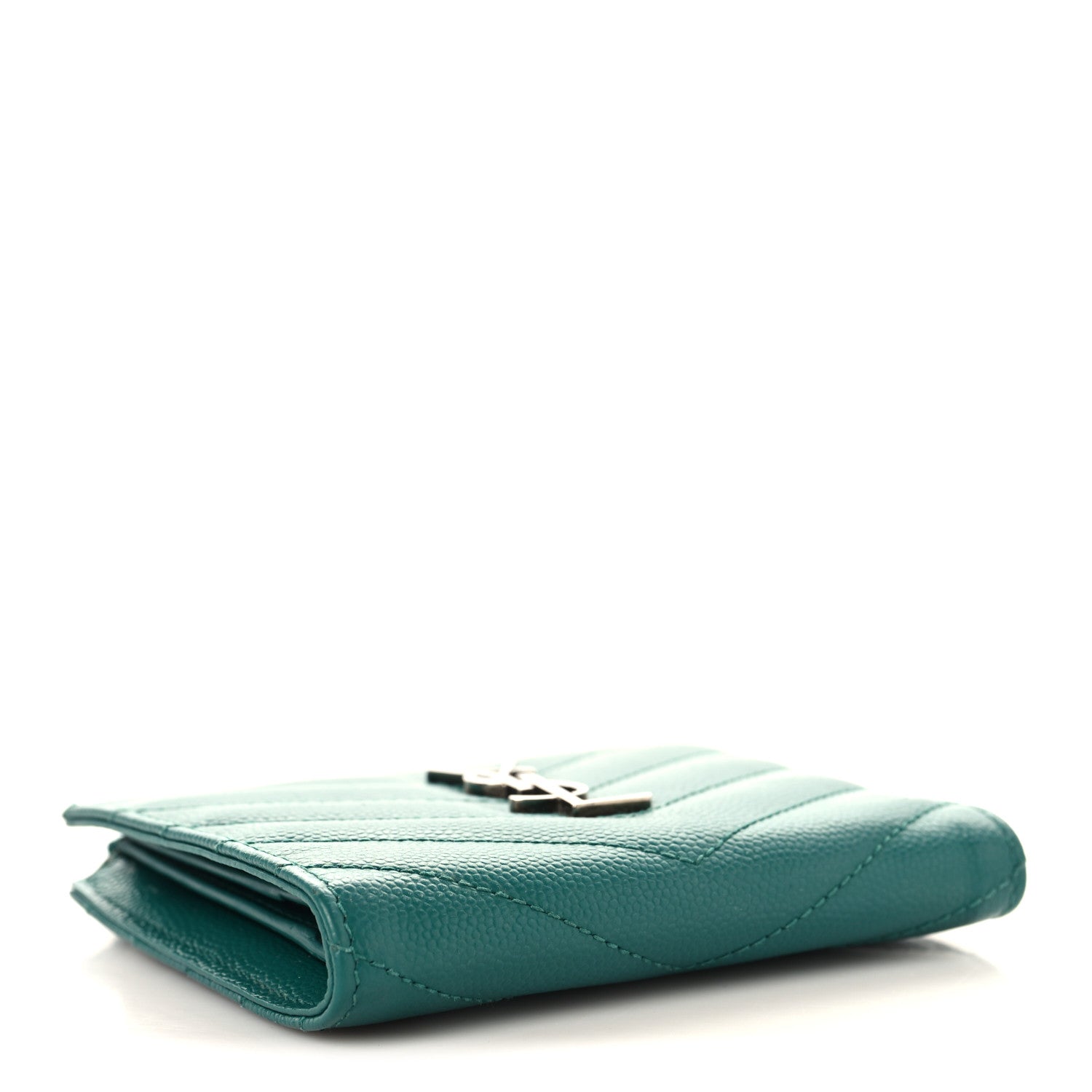 Grain De Poudre Matelasse Chevron Monogram Zipped  Case Malachite Green