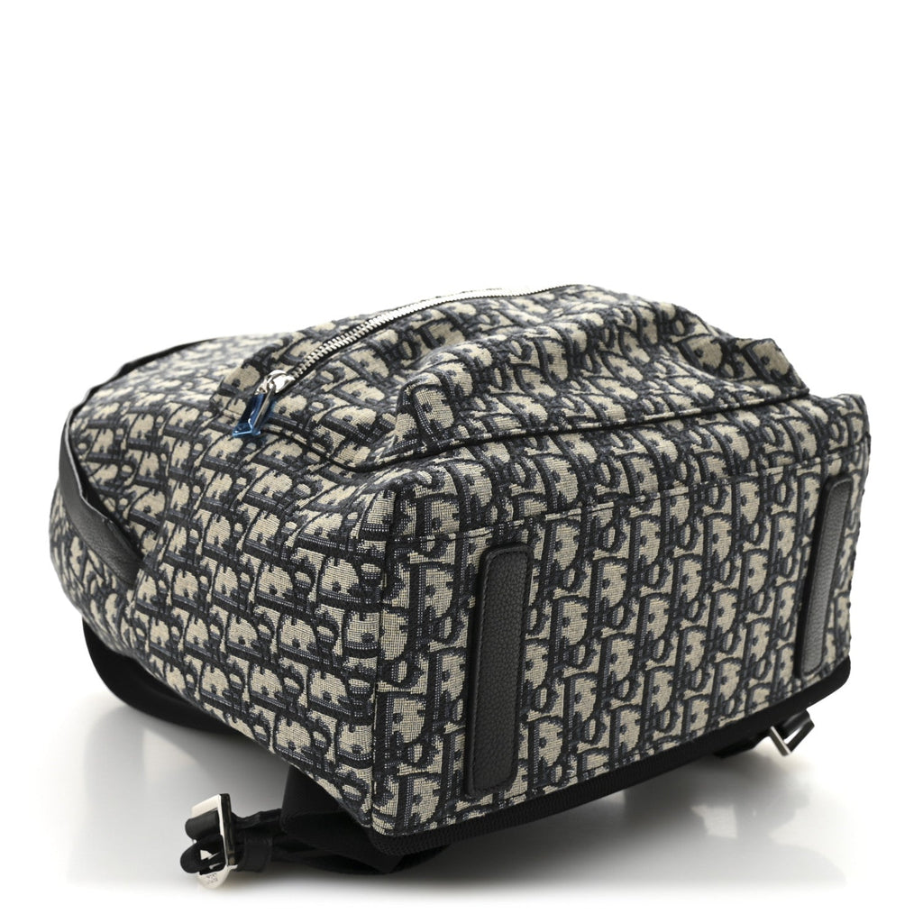 Oblique Calfskin Rider Backpack Beige Black