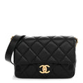 Caviar Quilted Small Twist Your Buttons Flap Black
