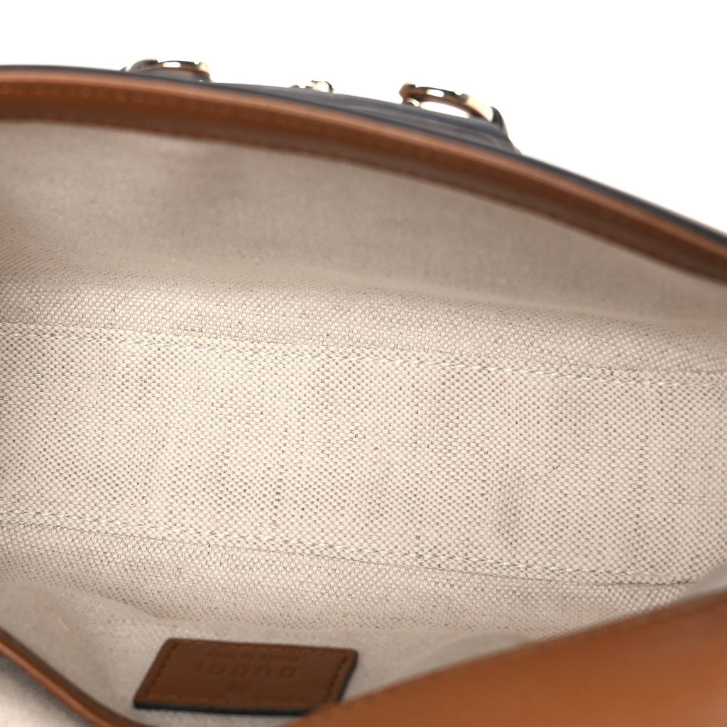 GG Supreme Monogram Horsebit 1955 Soft Small Shoulder Bag Beige Brown Sugar