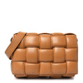 Nappa Maxi Intreccio Padded Cassette Crossbody Bag Caramel