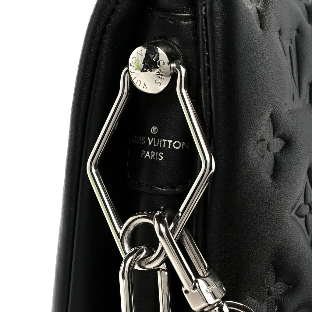 Lambskin Embossed Monogram Coussin PM Black