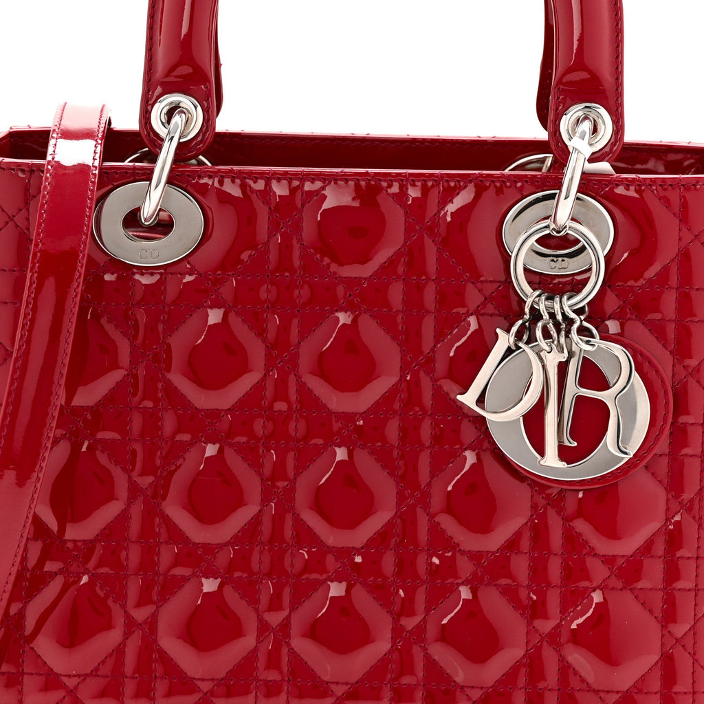 Patent Cannage Medium Lady Dior Red