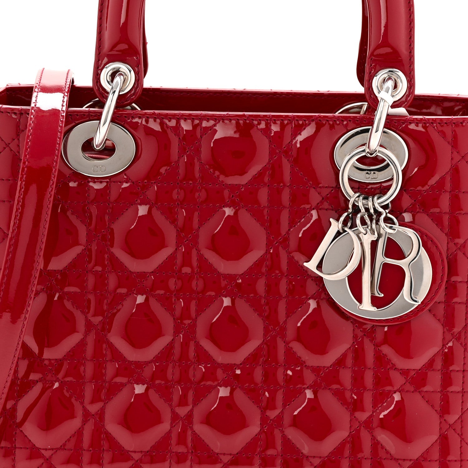 Patent Cannage Medium Lady Dior Red