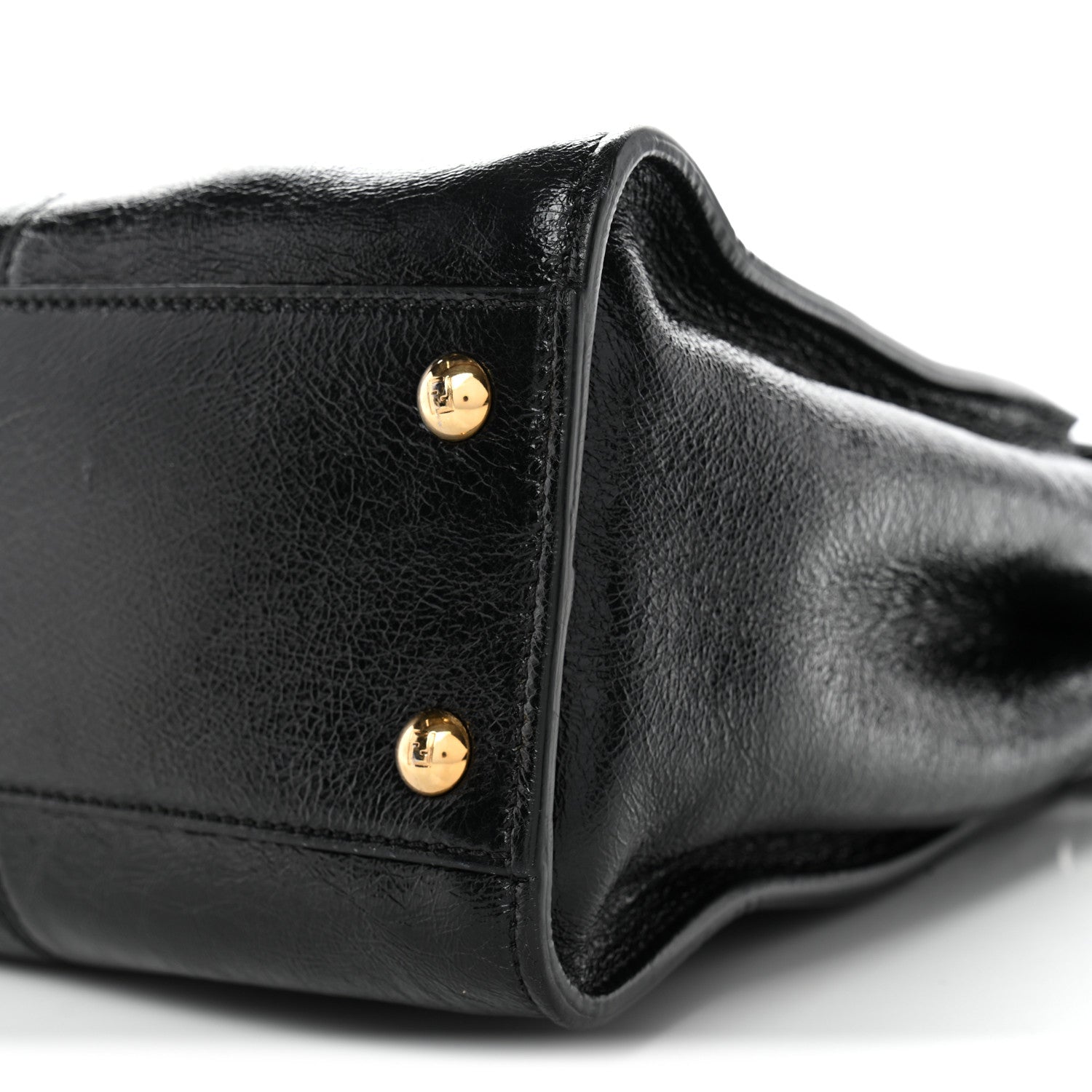 Agnello Old Shine Medium Peekaboo Iconic Satchel Black