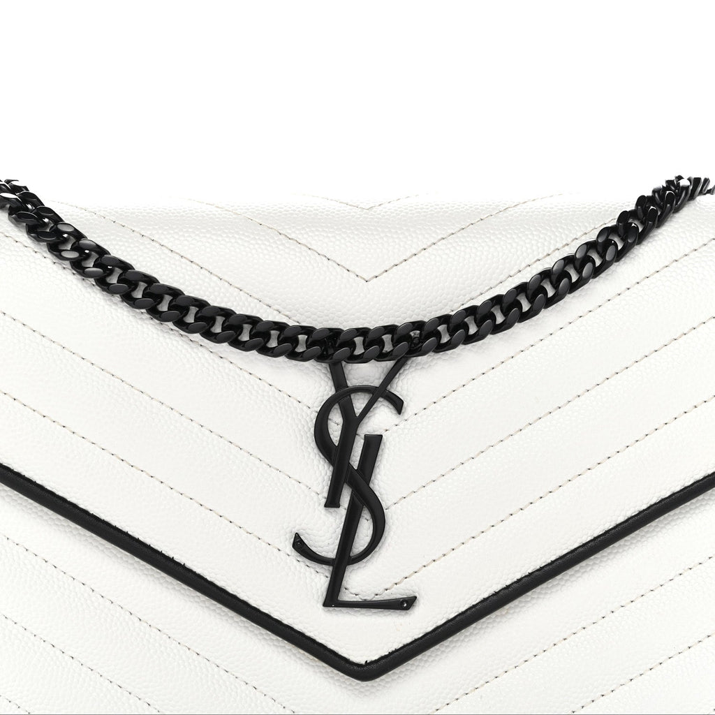Grain De Poudre Matelasse Monogram Chain Wallet White Black