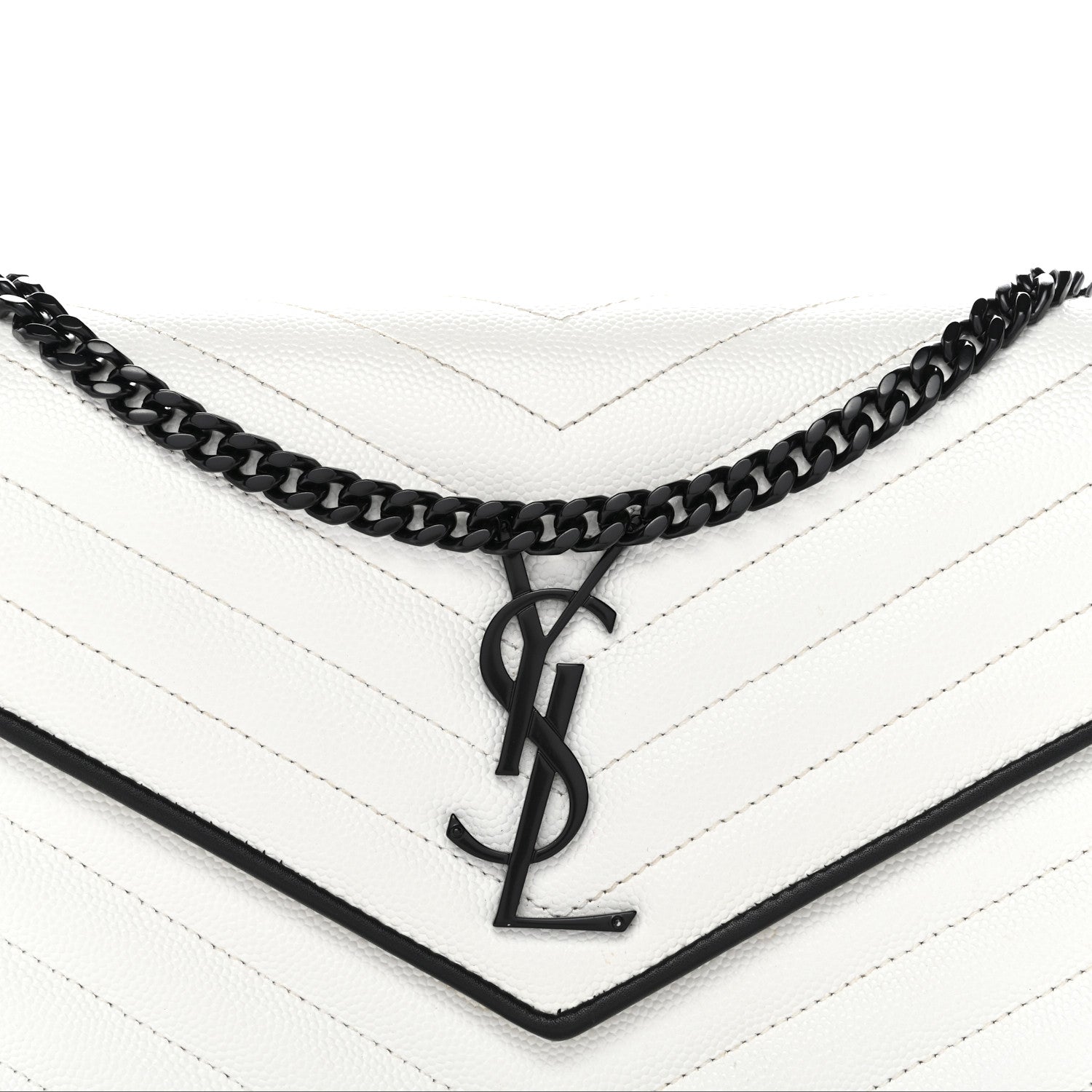 Grain De Poudre Matelasse Monogram Chain Wallet White Black