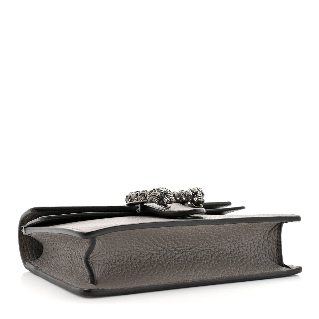 Dollar Calfskin Crystal Super Mini Dionysus Shoulder Bag Dusty Grey Black Diamond