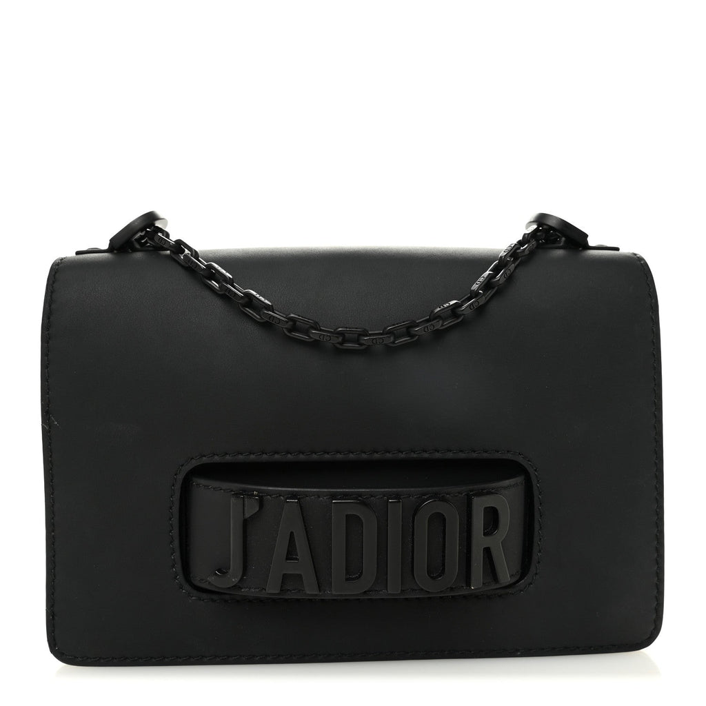 Ultra Matte Calfskin J'Adior Chain Flap Bag Black
