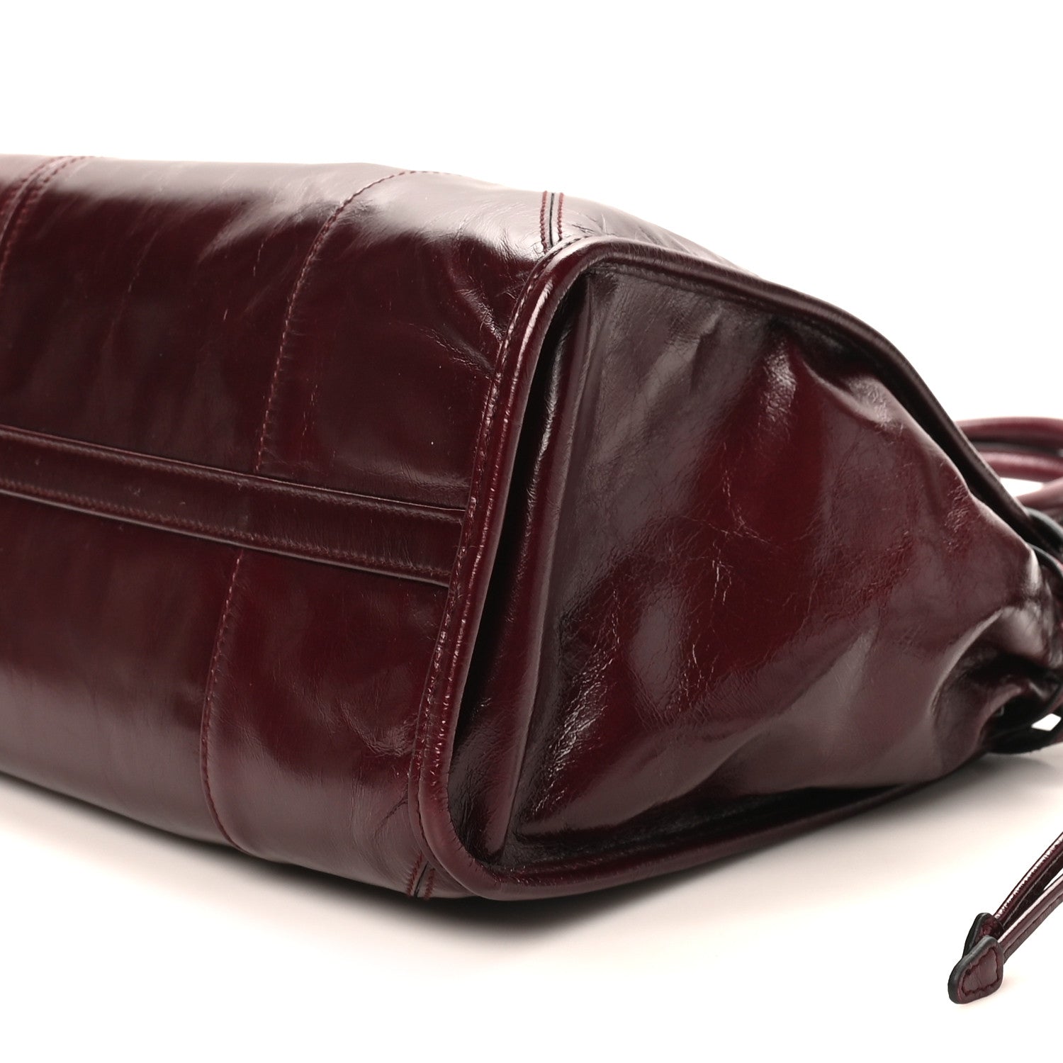 Glossy Calfskin Triangle Large Bonnie Shoulder Bag Bordeaux