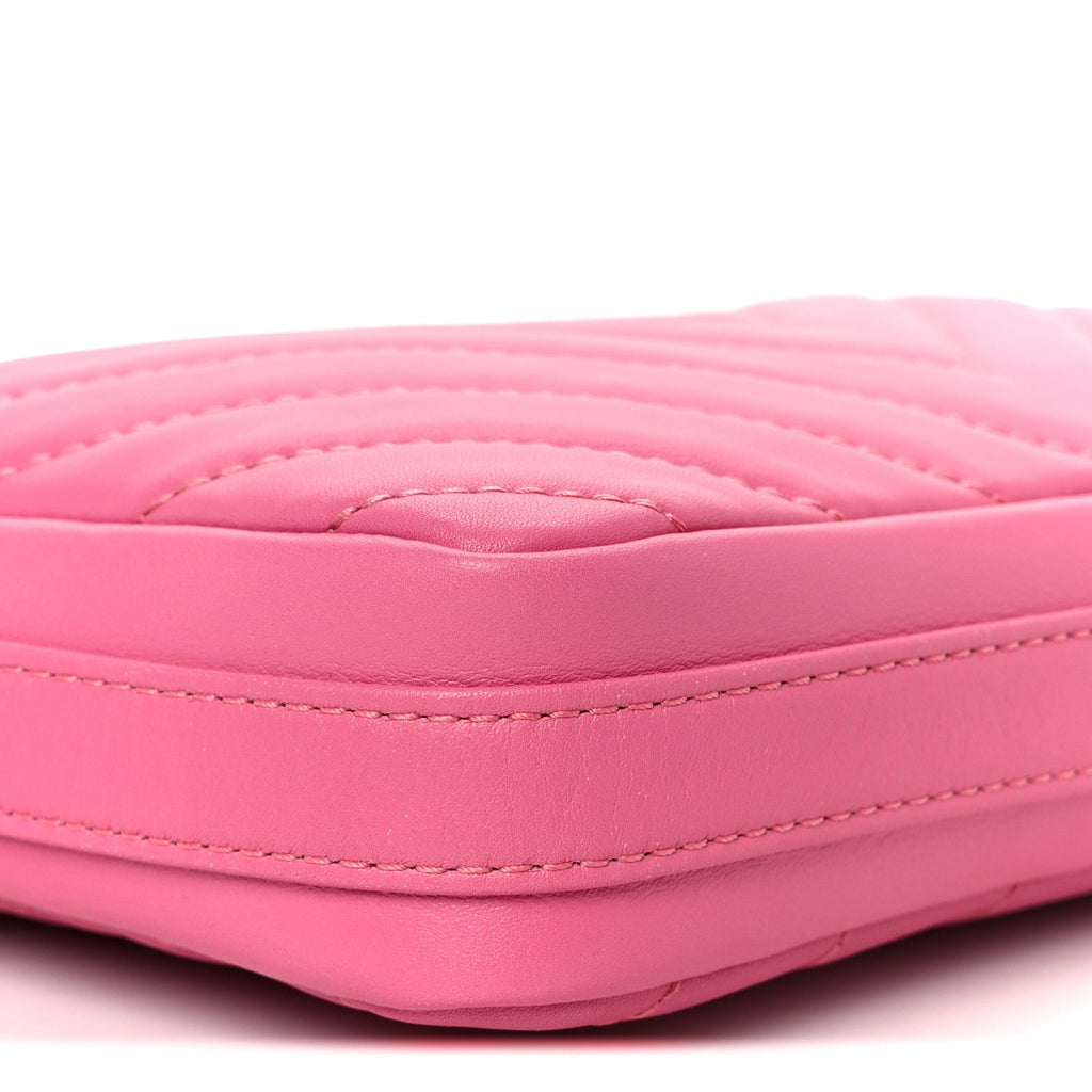 Lambskin Chevron Quilted Small Promenade Camera Case Pink