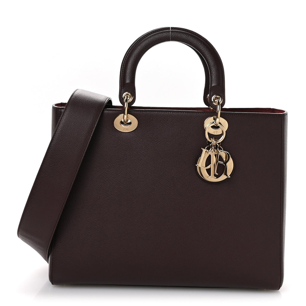 Grained Calfskin Large Lady Dior Burgundy