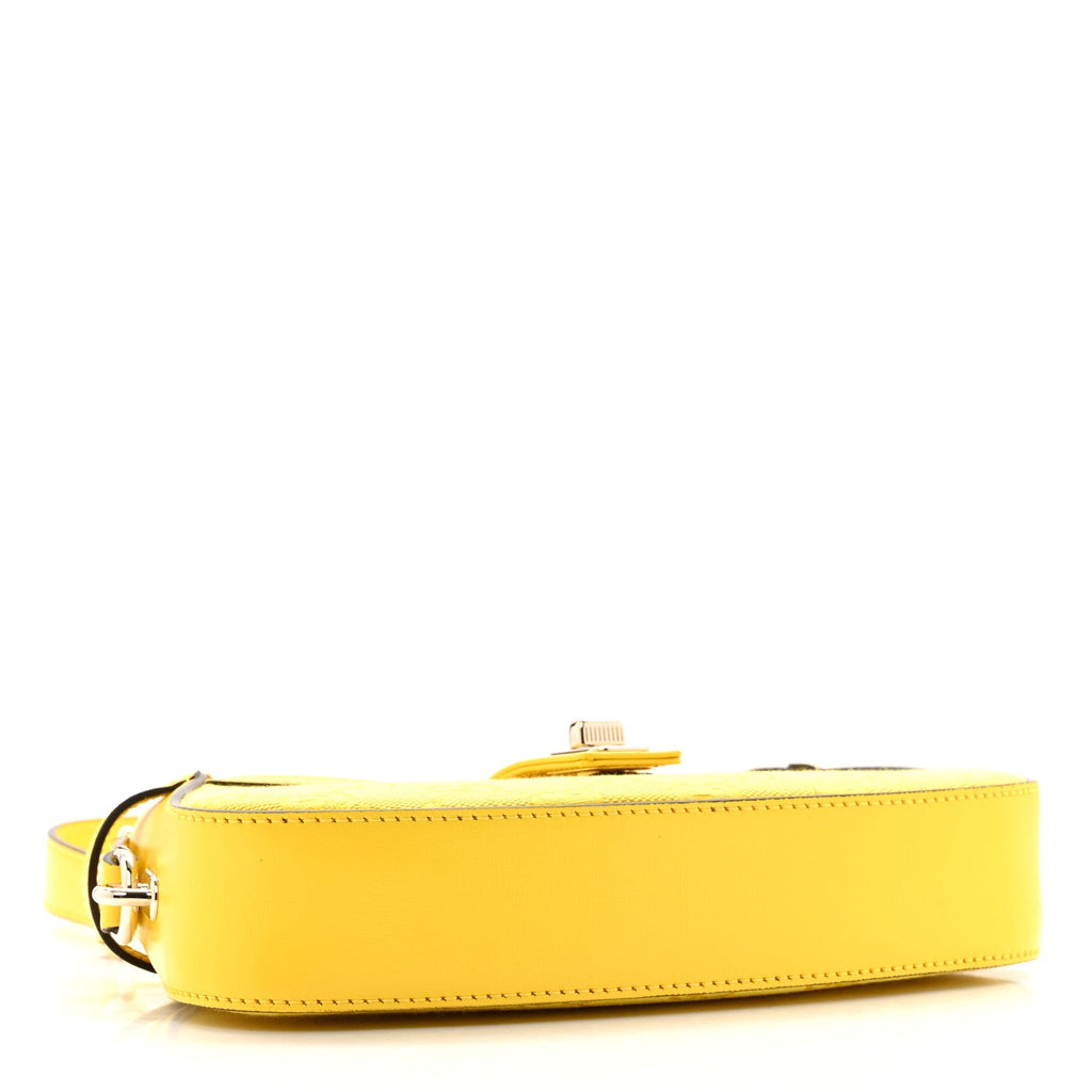Calfskin Monogram Mini Moon Side Shoulder Bag Yellow