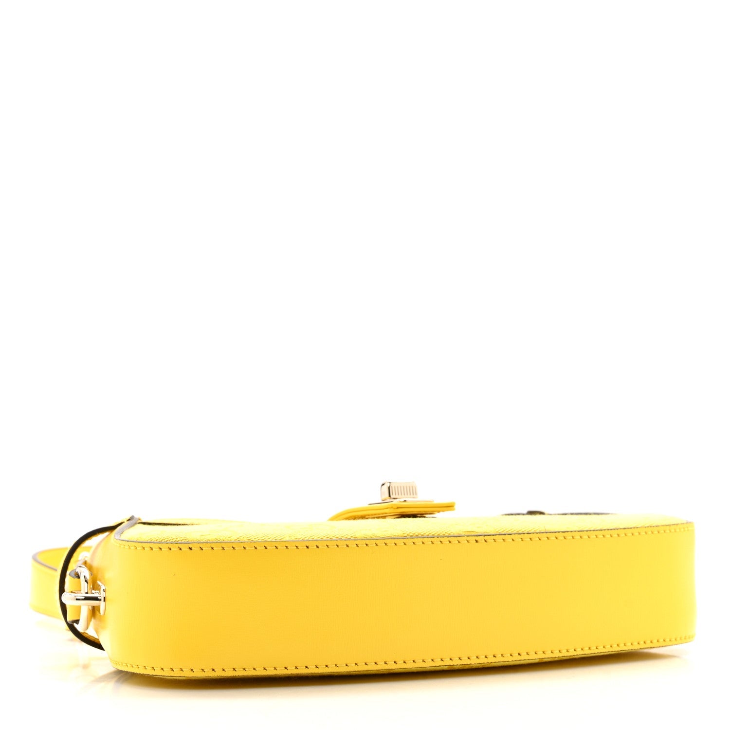 Calfskin Monogram Mini Moon Side Shoulder Bag Yellow