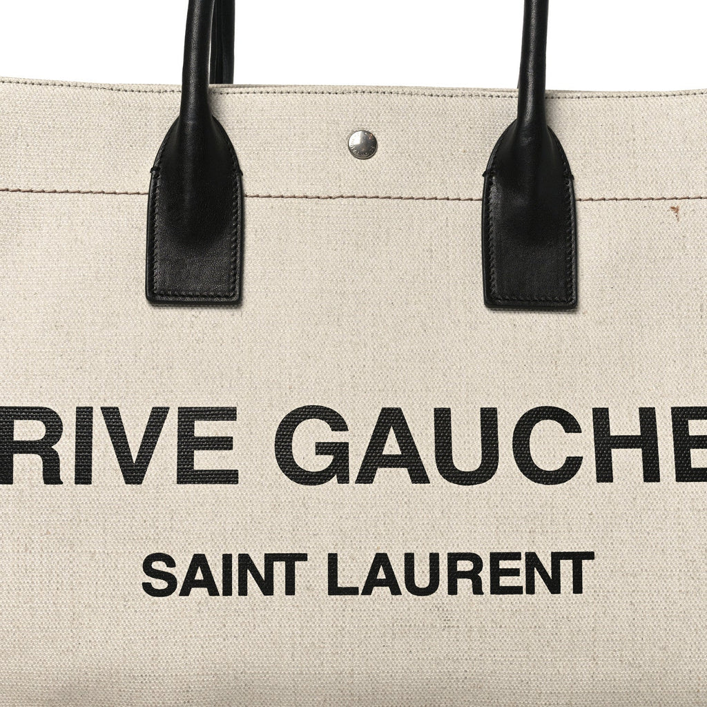 Linen Calfskin Rive Gauche Tote Greggio Natural