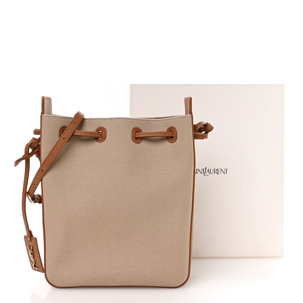 Canvas Calfskin Small Bucket Bag  Desert Dust Brick