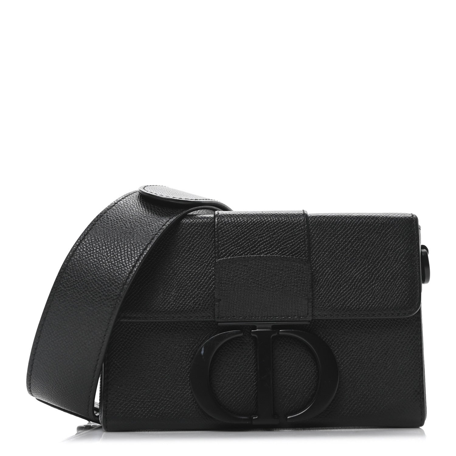 Ultra Matte Grained Calfskin 30 Montaigne Box Bag Black