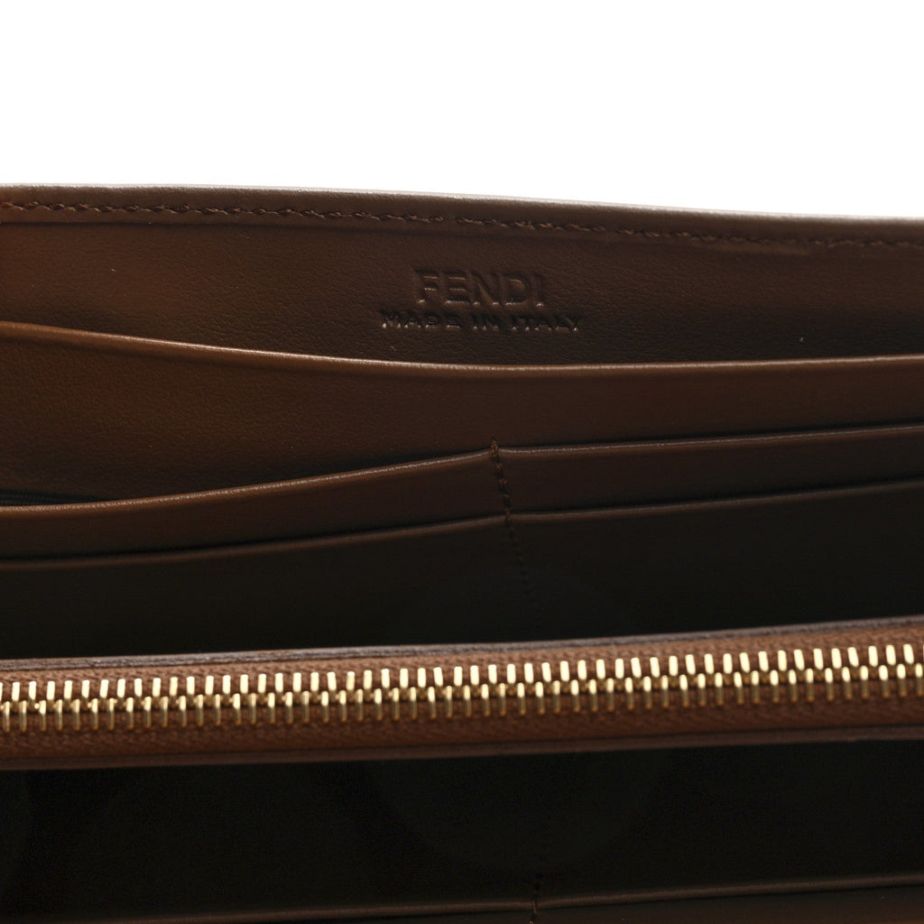Vitello King Cruise FF Diamonds Continental Envelope Wallet On Chain Gianduia