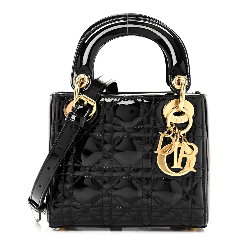 Patent Cannage Mini Lady Dior Black