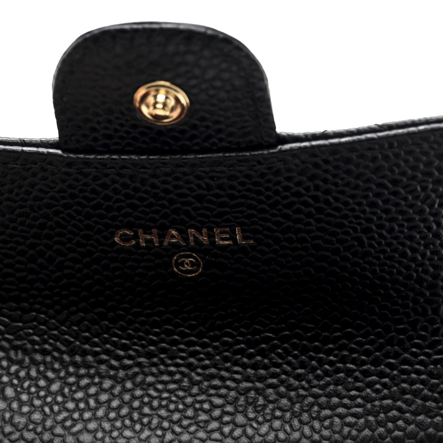 Caviar Quilted Flap  Holder Wallet Black