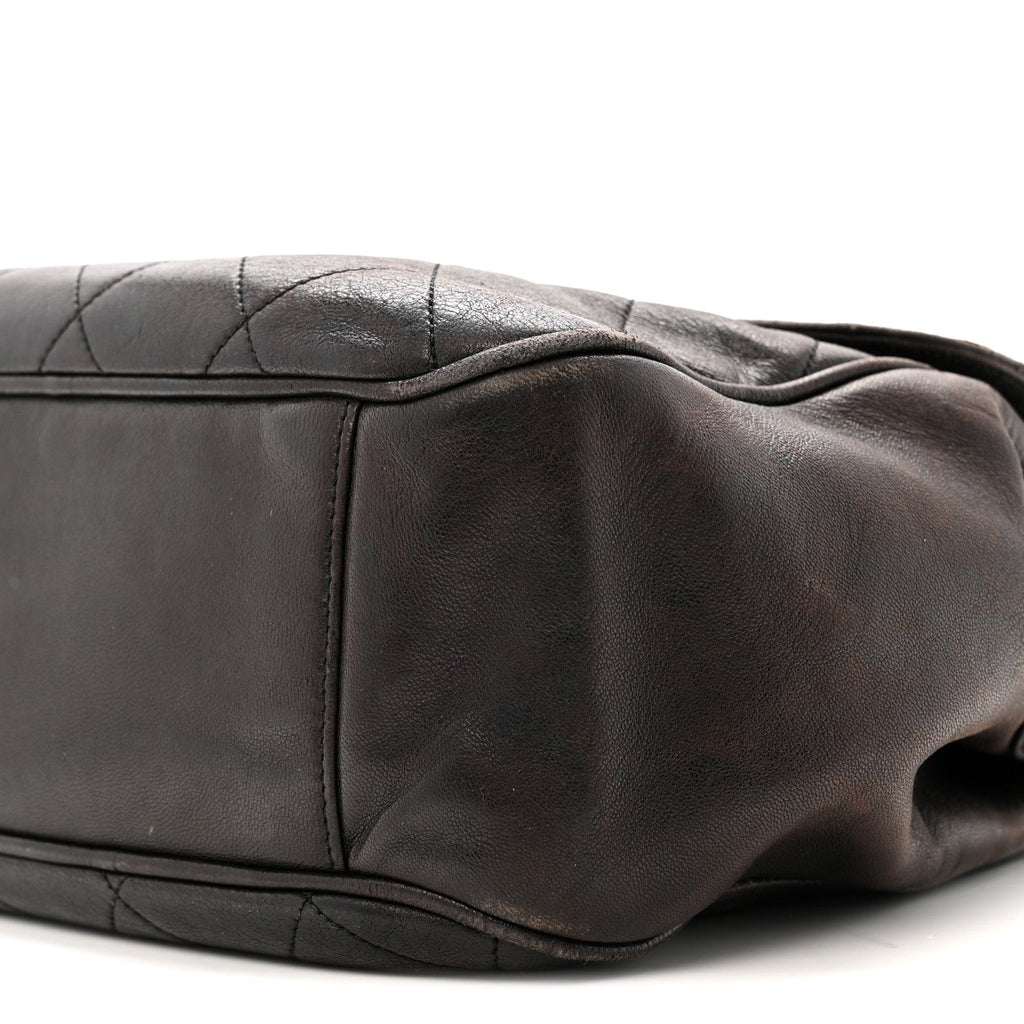Lambskin Quilted Flap Shoulder Bag Black