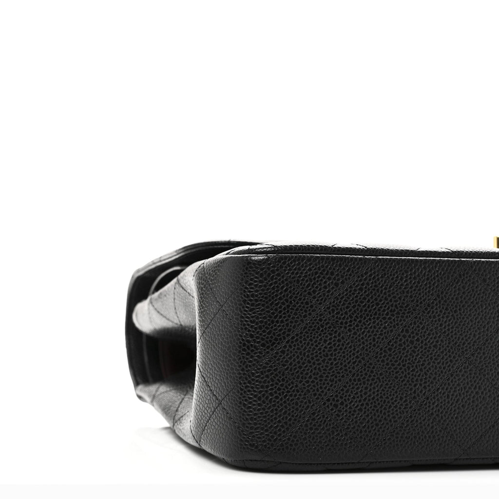 Caviar Quilted Jumbo Double Flap Black