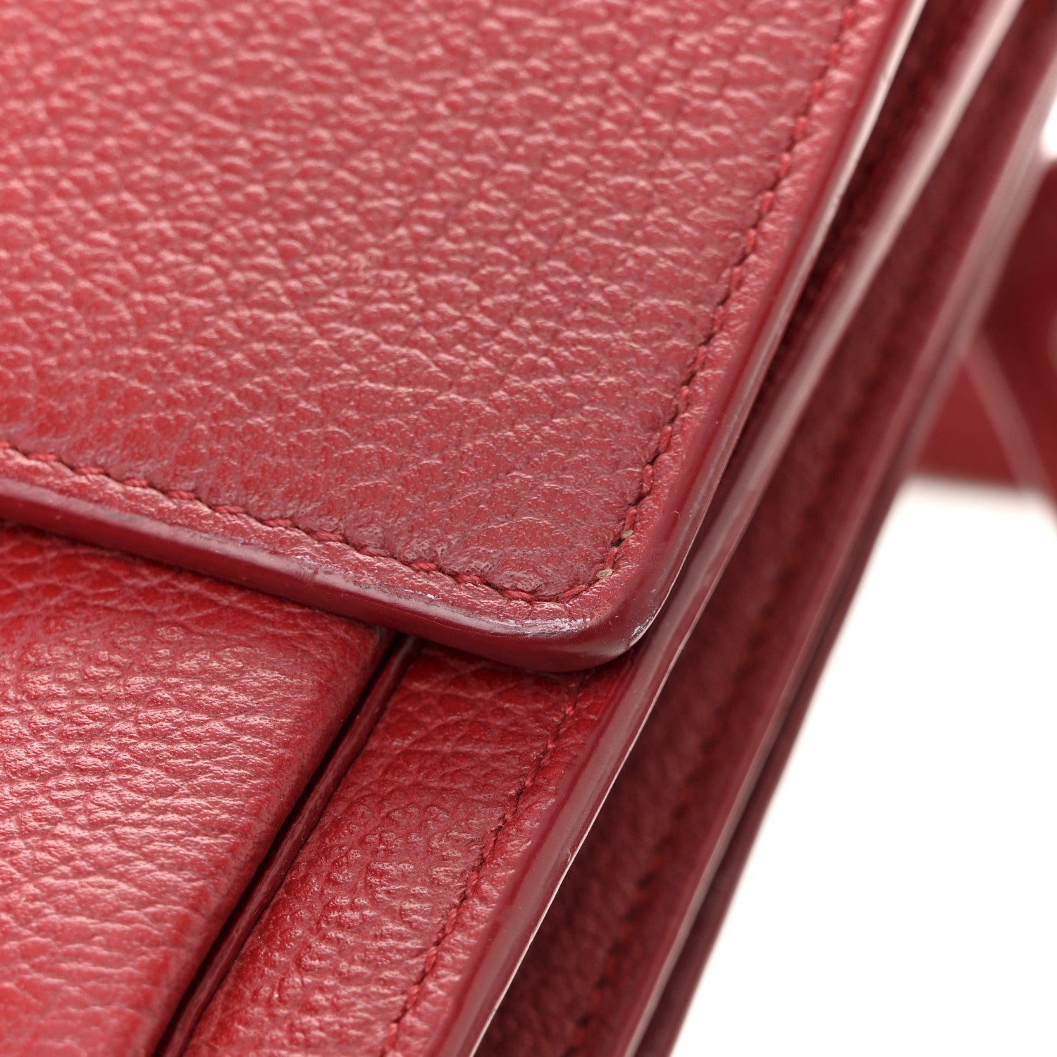Grained Calfskin Medium Monogram Sunset Satchel Red