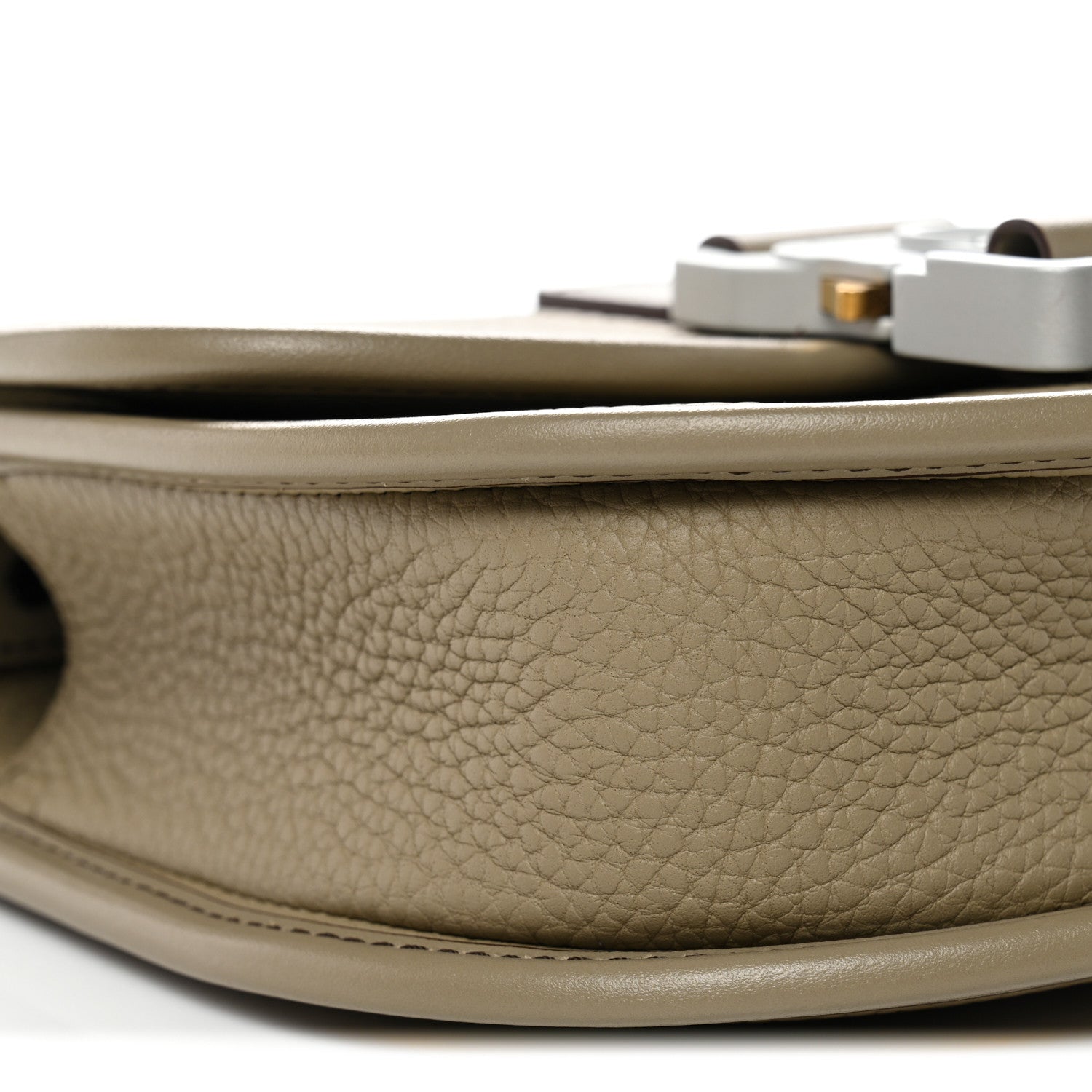 Grained Calfskin Mini Gallop Bag With Strap Beige