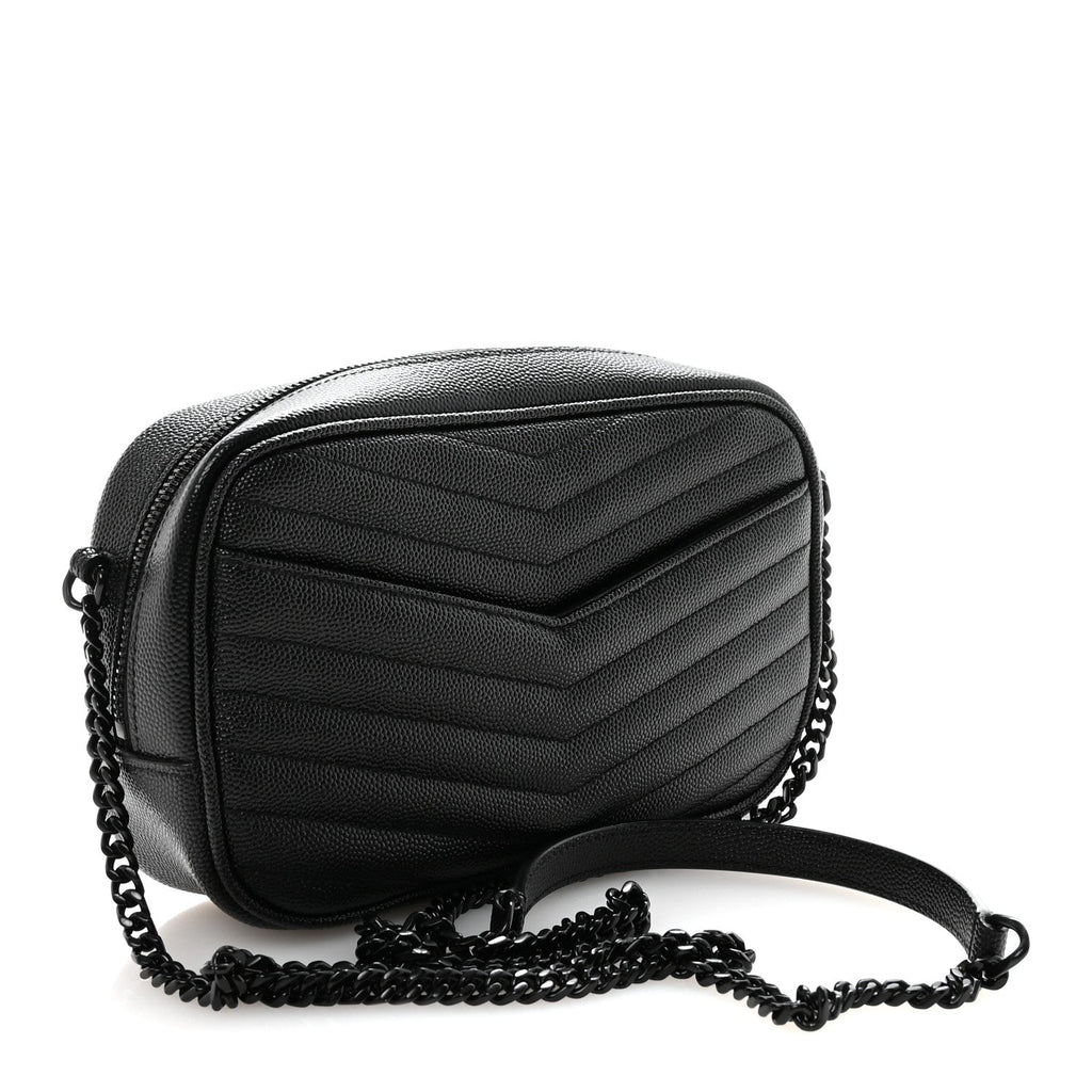 Grain De Poudre Matelasse Monochrome Monogram Mini Lou Camera Bag Black