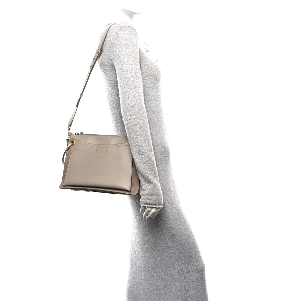 Calfskin Suede Medium Roy Bag Motty Grey