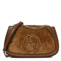 Suede Calfskin Blondie Medium Shoulder Bag Light Brown