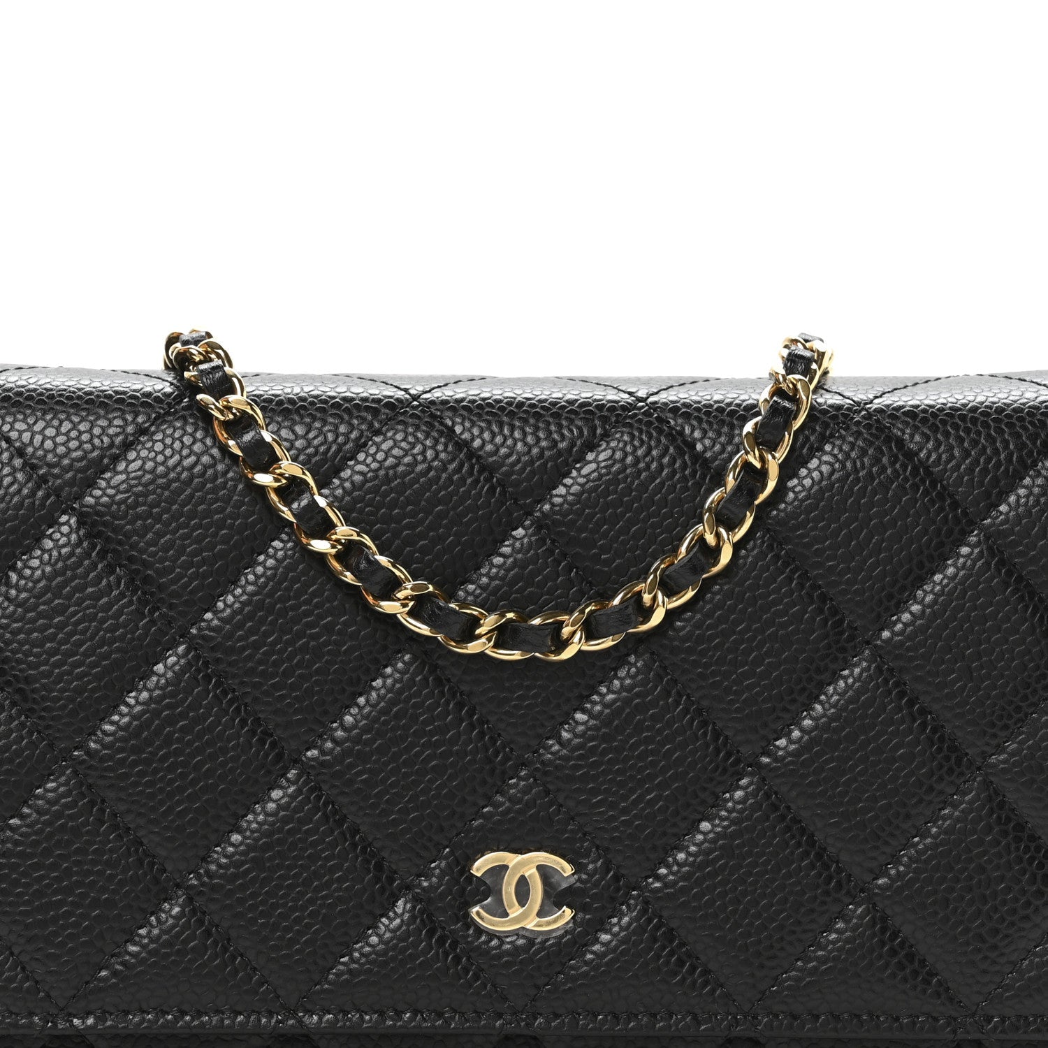 Caviar Quilted Wallet on Chain WOC Black