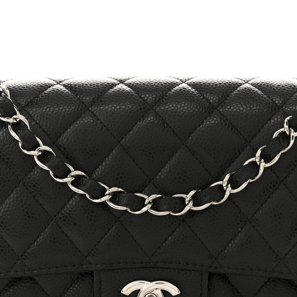 Caviar Quilted Medium Double Flap Black