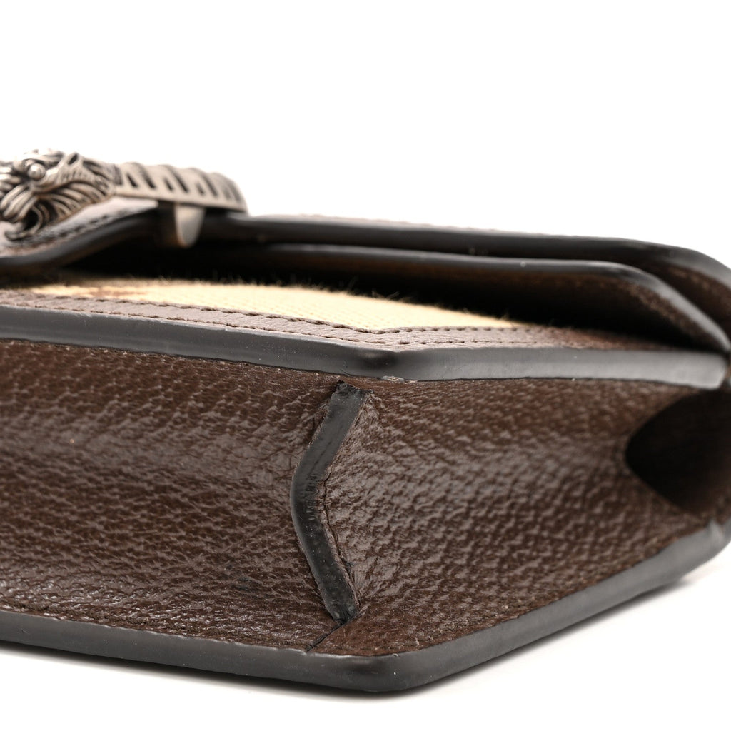 Monogram Jumbo GG Textured Dollar Calfskin Super Mini Dionysus Shoulder Bag Camel Ebony New Acero