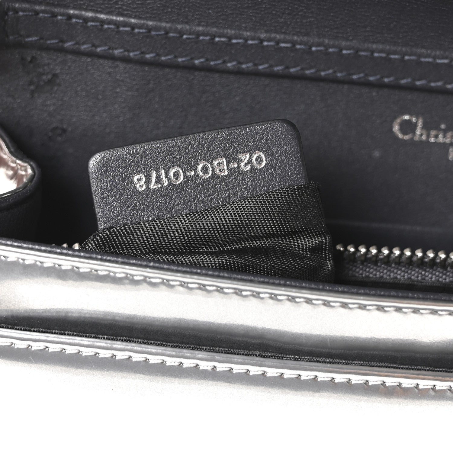 Metallic Patent Micro-Cannage Diorama Wallet on Chain Pouch Silver