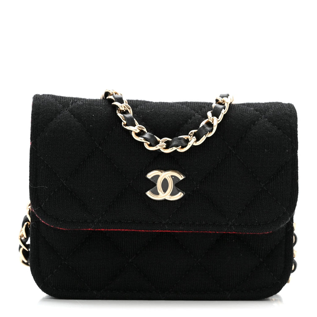 Jersey Quilted Micro Mini Flap Black