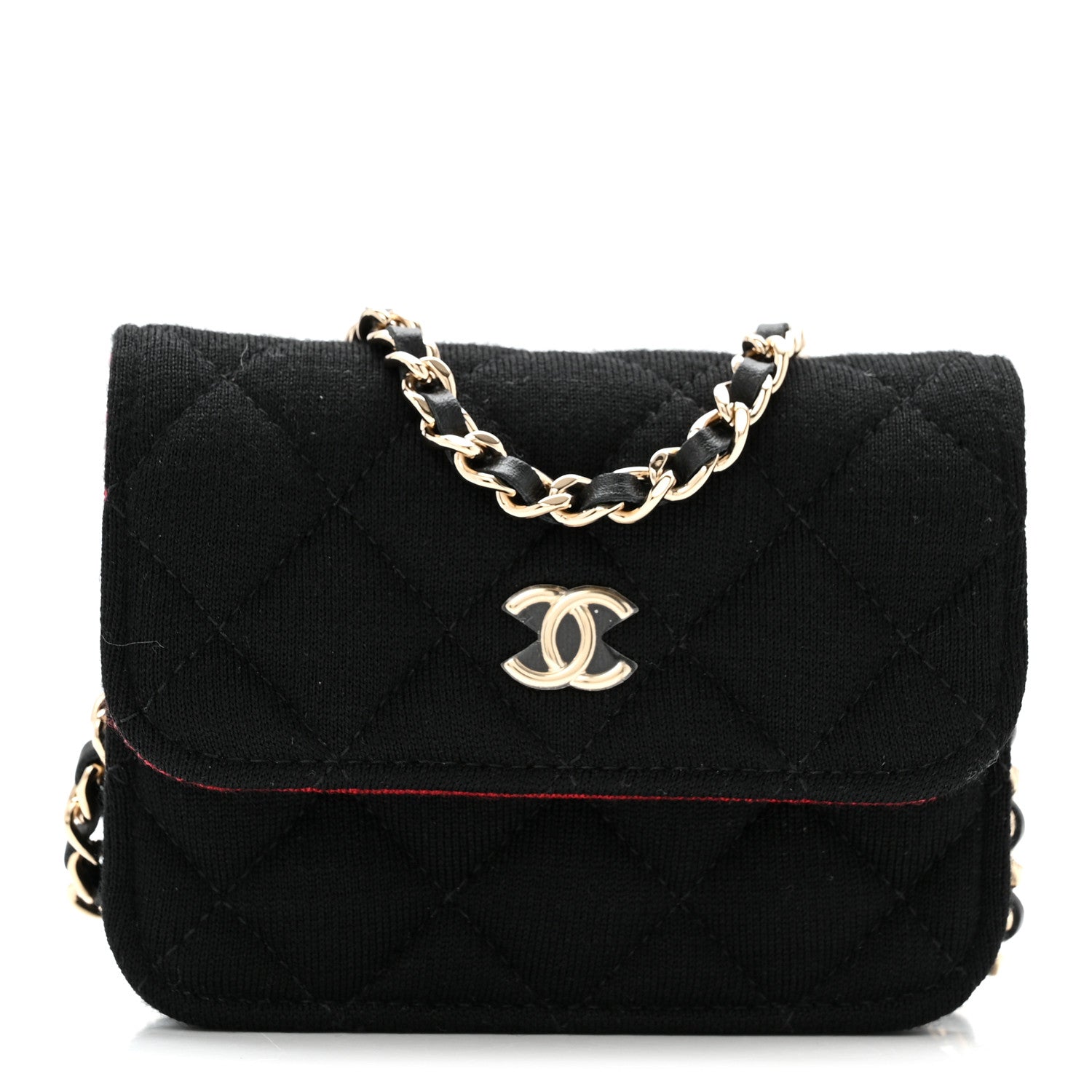Jersey Quilted Micro Mini Flap Black