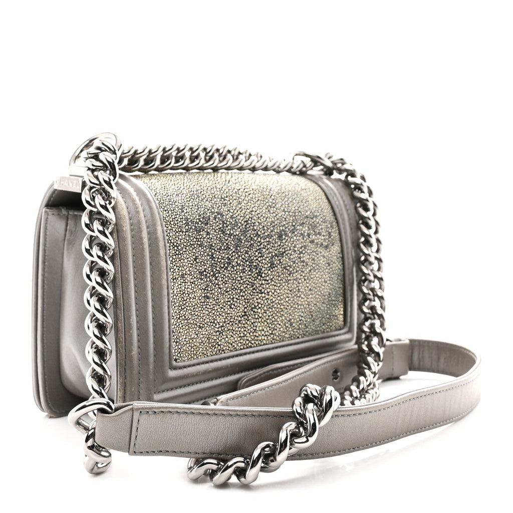 Galuchat Stingray Small Boy Flap Silver