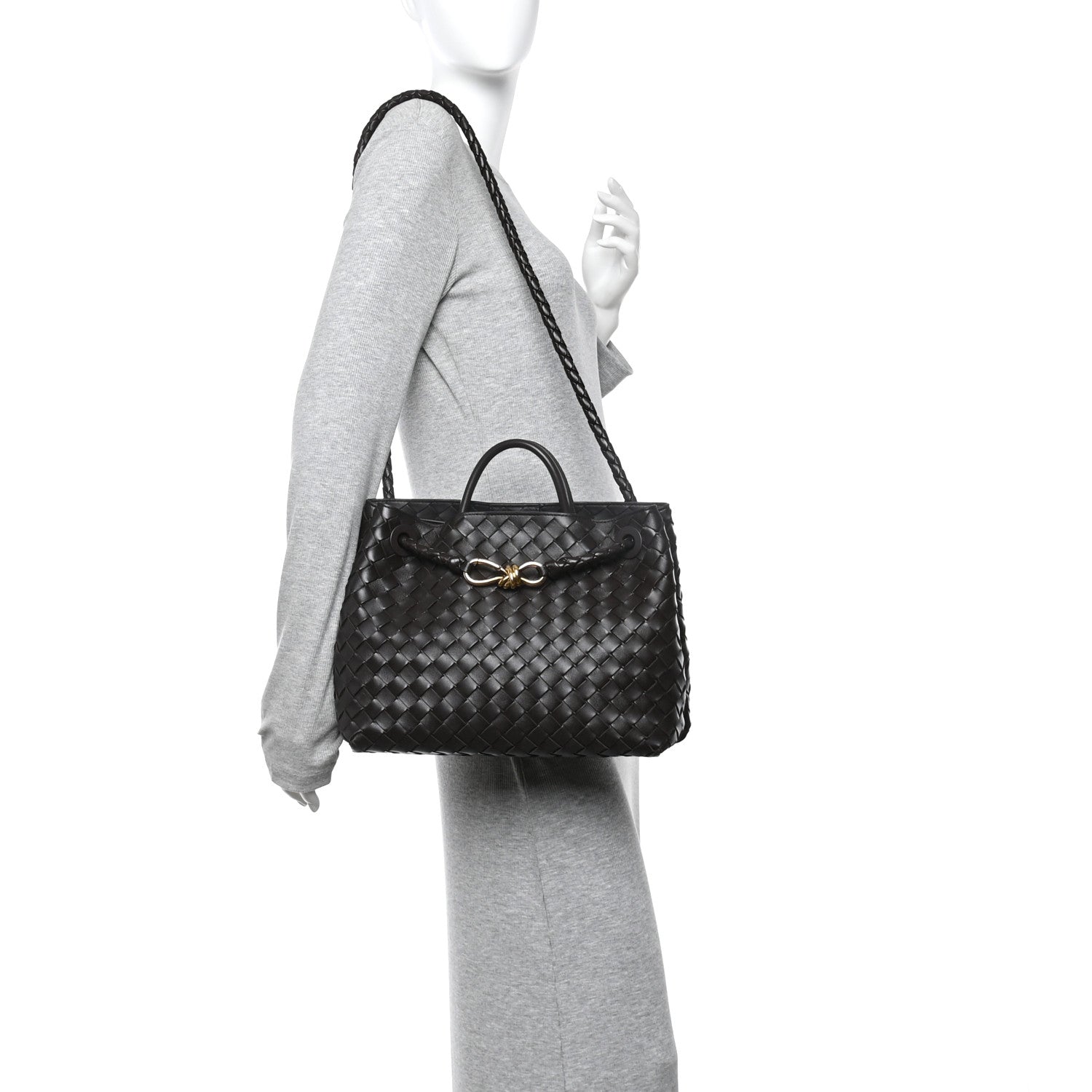 Nappa Intrecciato Medium Andiamo Shoulder Bag Fondant