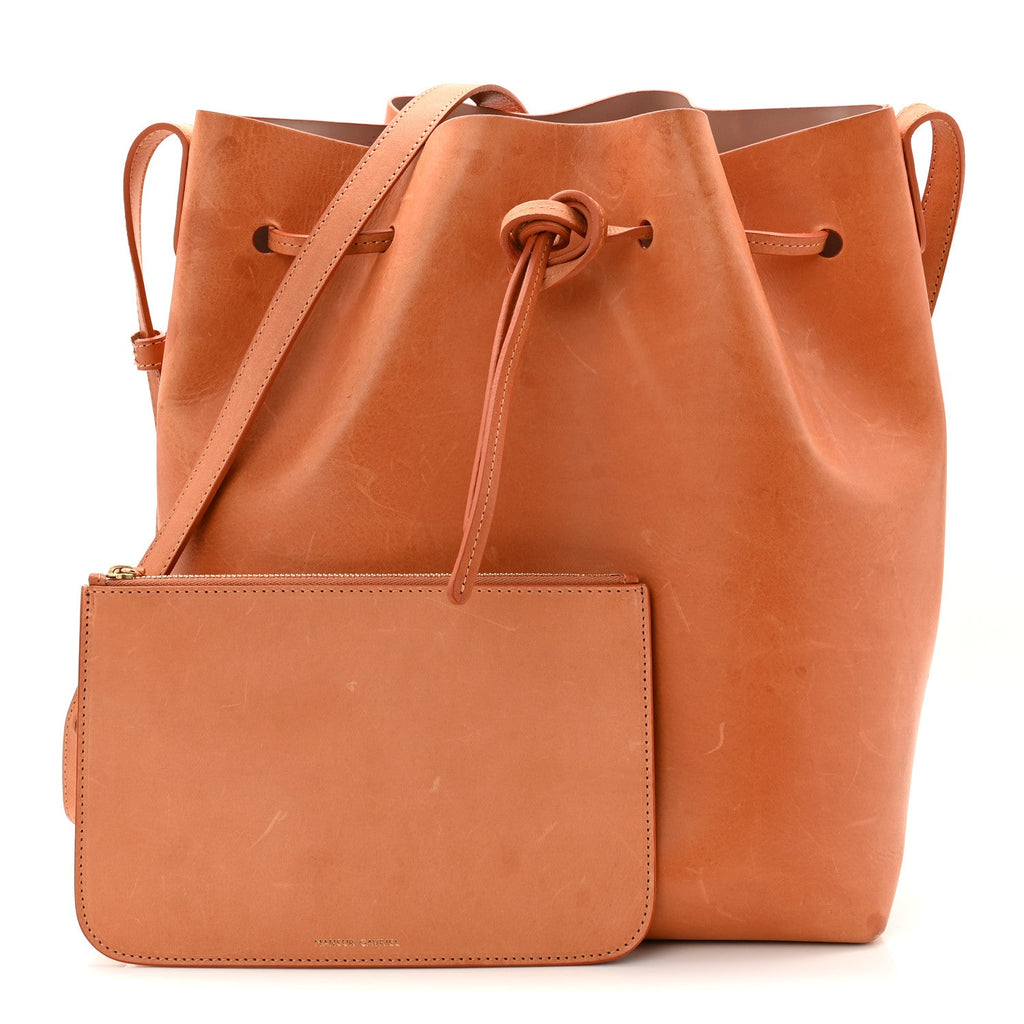 Vegetable Tanned Calfskin Bucket Bag Cammello Rosa
