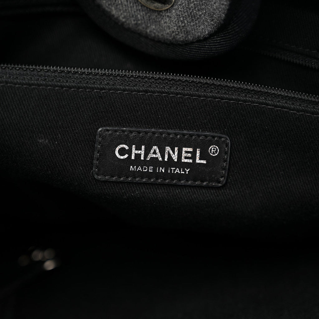 Canvas Sequin Medium Deauville Tote Charcoal