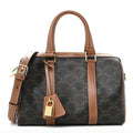 Triomphe Canvas Calfskin Medium Boston Bag Tan