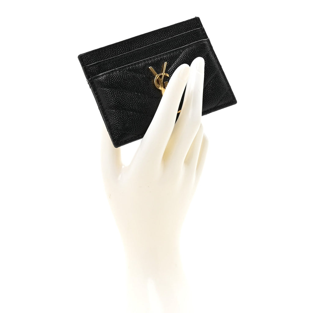 Grain De Poudre Matelasse Chevron Monogram Credit  Case Black