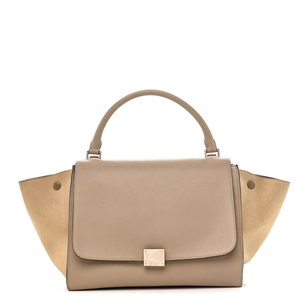 Drummed Calfskin Suede Medium Trapeze Dune