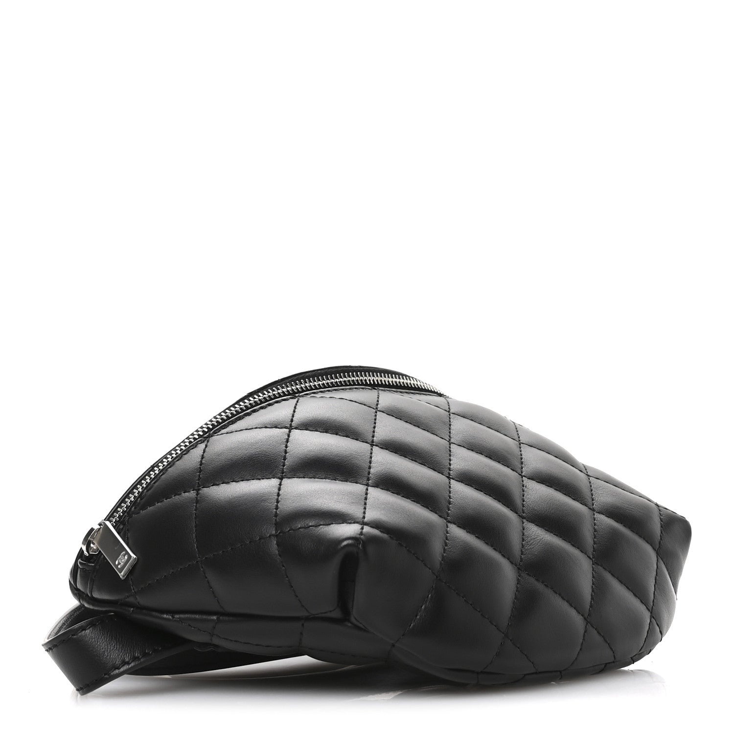 Calfskin Quilted Waist Belt Bag Black