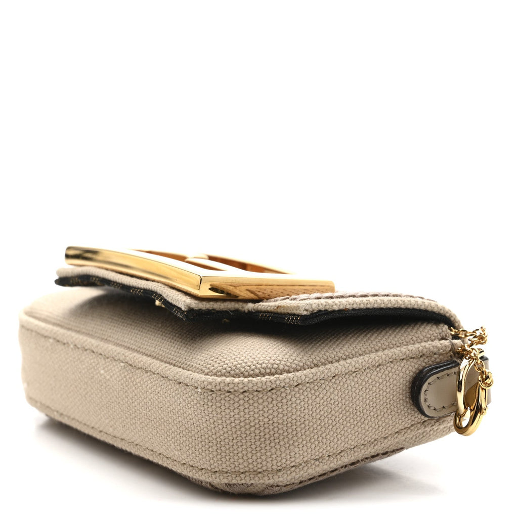 Canvas Vitello King FF Embroidered Nano Maxi Buckle Baguette Charm Nuvola