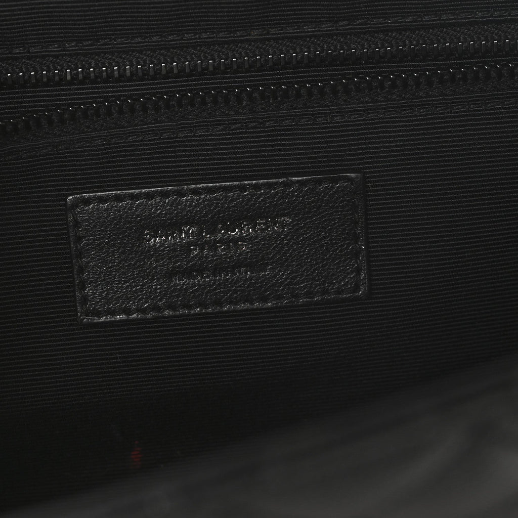 Grain De Poudre Textured Mixed Matelasse Large Triquilt Monogram Monochrome Satchel Black