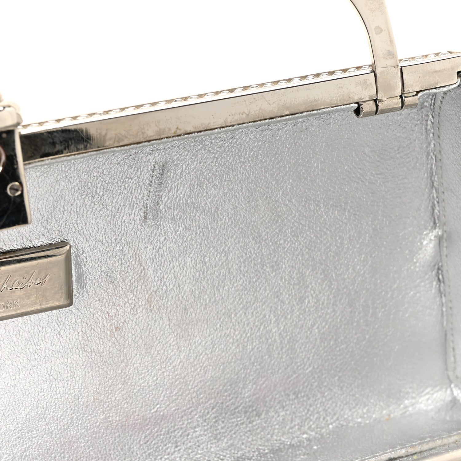 Swarovski Crystal Top Handle Minaudiere Clutch Silver